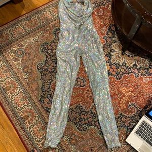 Akira holographic sequin jumpsuit